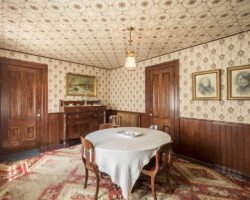 17 Madison Street – Dining Room. The wallpaper was restored matching it to photos of the interior taken in the 1890s 17 Madison Street – Dining Room